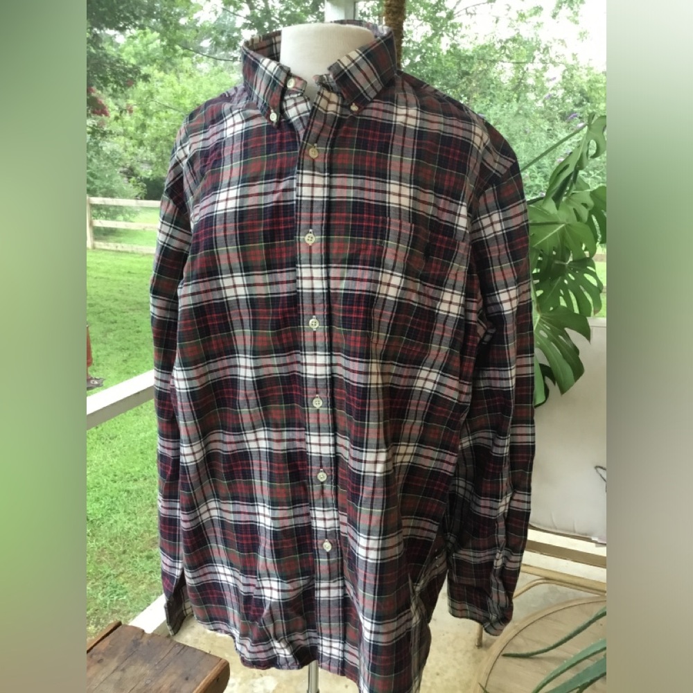 Ralph Lauren Red and Green Casual Button Down Shirt